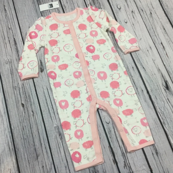 Gap Girls 0 3 6 9 Month Pink Sheep Lamb Romper - Picture 2 of 6